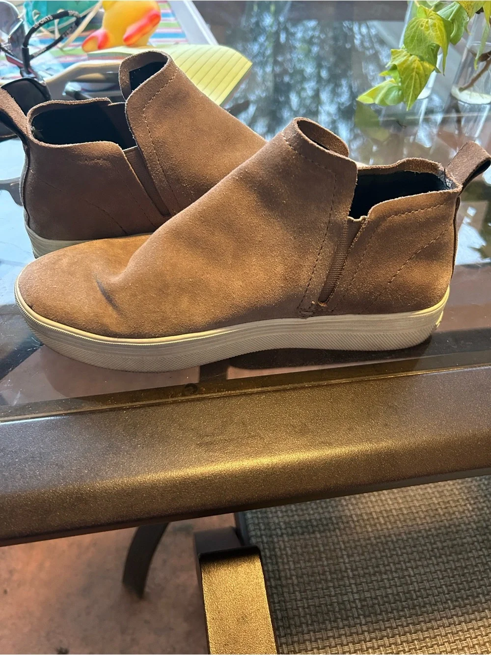 Dolce Vita Women's Taupe Suede Slip-On Ankle Booties